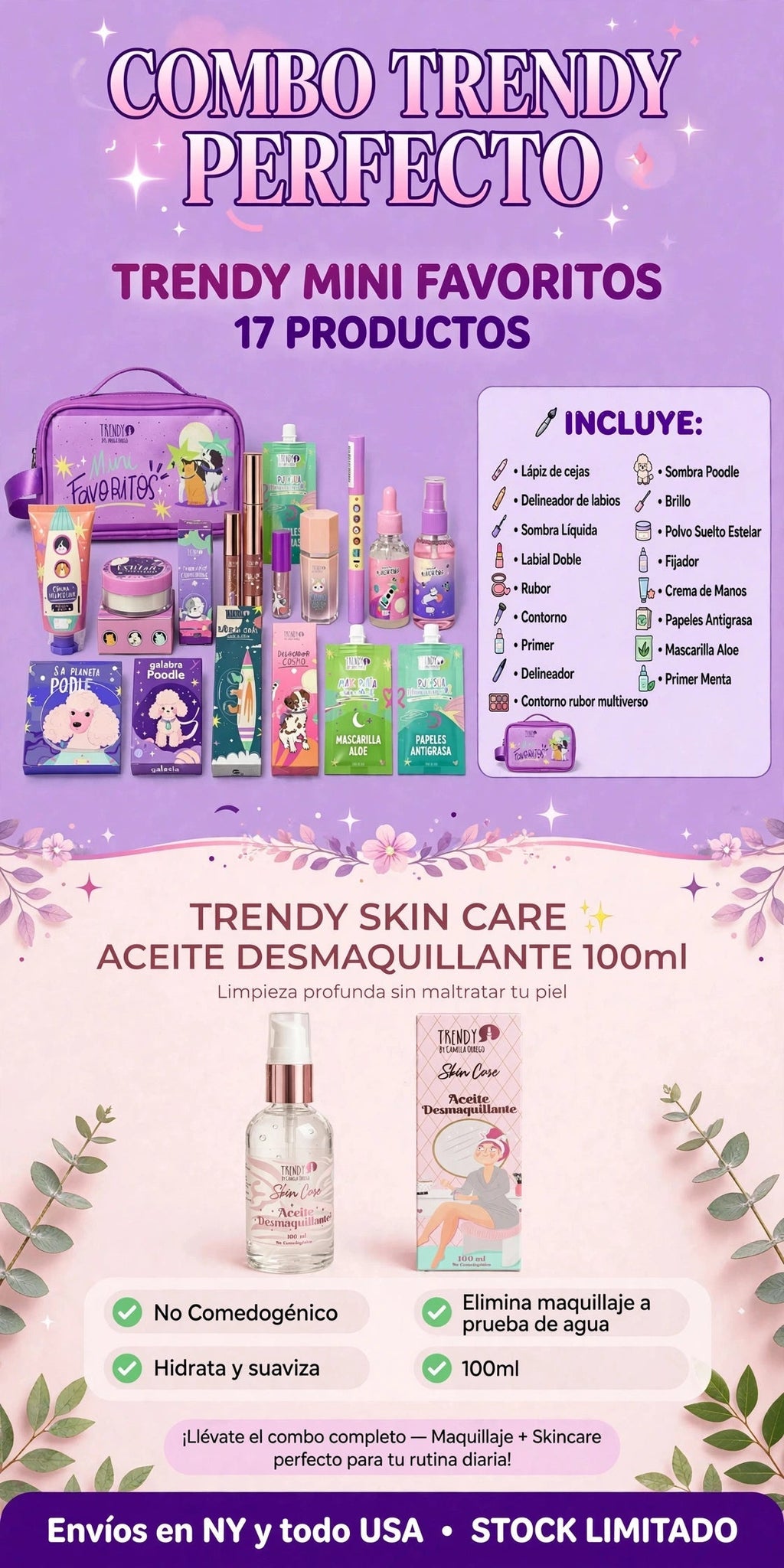 Combo Trendy Perfecto – Mini Favoritos 17 Productos + Aceite Desmaquillante Ku